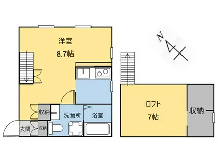 プリマ前橋朝倉 202(1K/2階)の間取り写真
