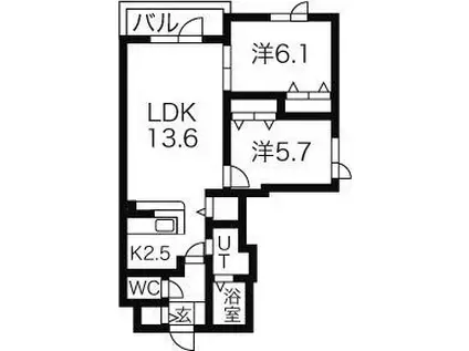 白南ハイツ8(2LDK/1階)の間取り写真
