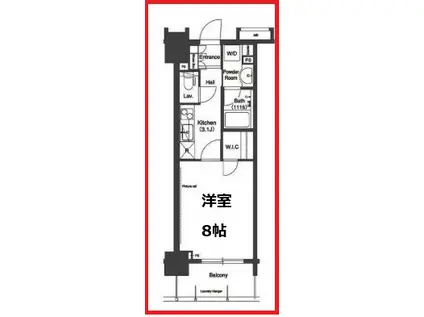 コンフォリア浅草松が谷(1K/3階)の間取り写真