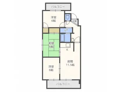 アートエリアSK(3LDK/3階)の間取り写真