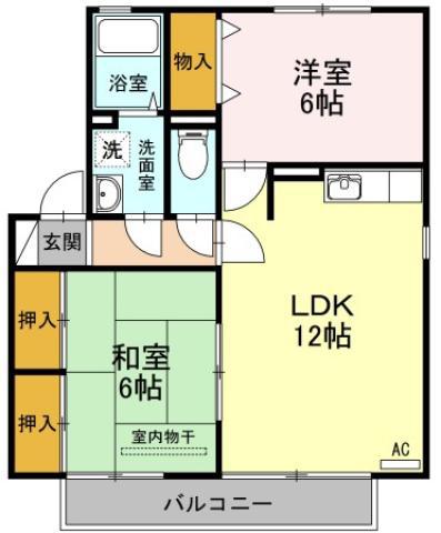 フルールメゾンA(2LDK/2階)の間取り写真
