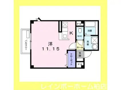 ストロベリーカーサII(ワンルーム/2階)の間取り写真