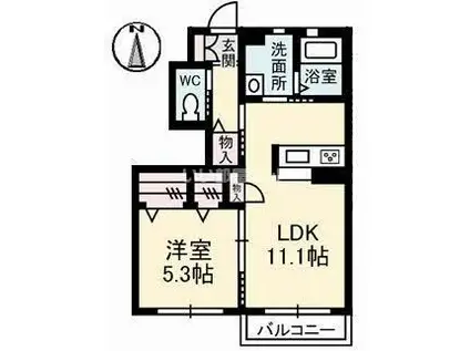 シャーメゾンCHERI(1LDK/1階)の間取り写真