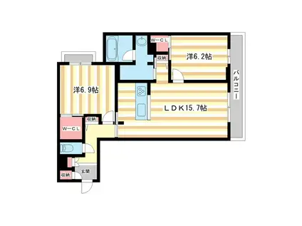 シャトードール リュミエール(2LDK/3階)の間取り写真