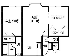 ツリートップス(2LDK/2階)の間取り写真