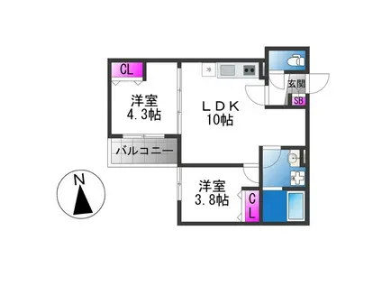 D PORTA GRACEFUL(2LDK/3階)の間取り写真