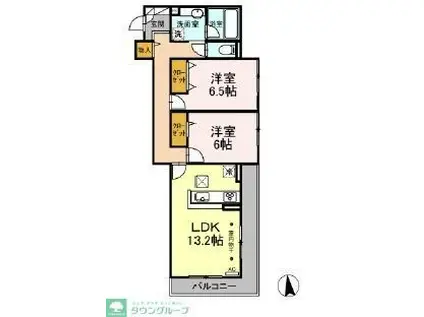 SKY AVENUE YOKOHAMAスカイアヴェニューヨコハマ(2LDK/2階)の間取り写真