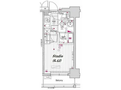 ガーラパークサイド川崎(1K/3階)の間取り写真