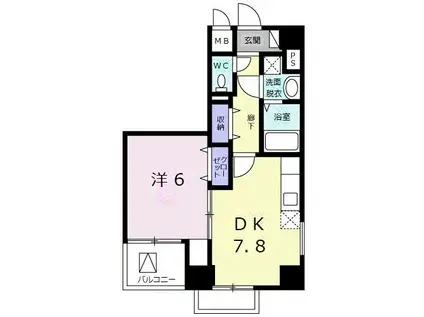 コーラル グラン(1DK/6階)の間取り写真