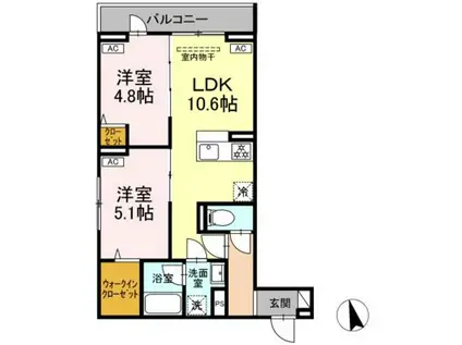 セレスティア羽沢A棟(2LDK/3階)の間取り写真