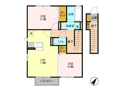 パティオ藤代II(2LDK/2階)の間取り写真