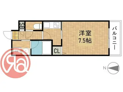 グランシス難波西(1K/8階)の間取り写真