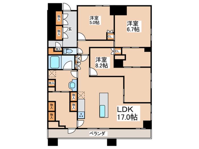 BRANZ中央林間(3LDK/7階)の間取り写真