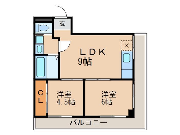 丸山ビル(2LDK/4階)の間取り写真