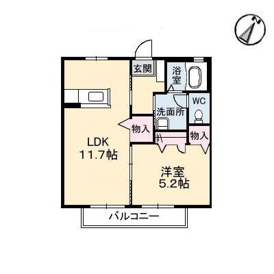 メゾンスカイヒルズ N棟(1LDK/2階)の間取り写真