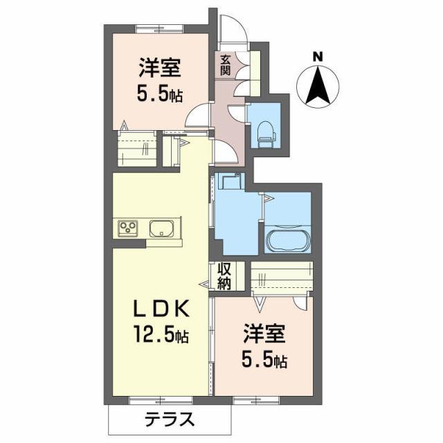 シャーメゾン レ・フレールIV(2LDK/1階)の間取り写真