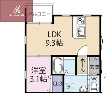 GRACE下六万寺町(1LDK/1階)の間取り写真