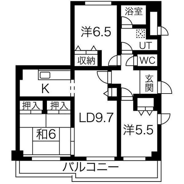ハイツ桃山II(3LDK/4階)の間取り写真