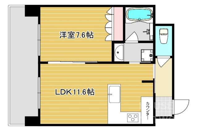 リーガル京都御所西V(1LDK/4階)の間取り写真