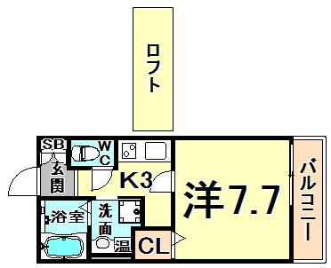 KTIレジデンス武庫川I(1K/1階)の間取り写真