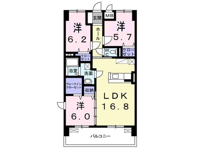 グランツ倉敷(3LDK/4階)の間取り写真