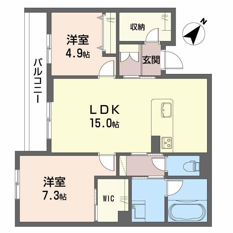 シャーメゾンシエロ(2LDK/1階)の間取り写真