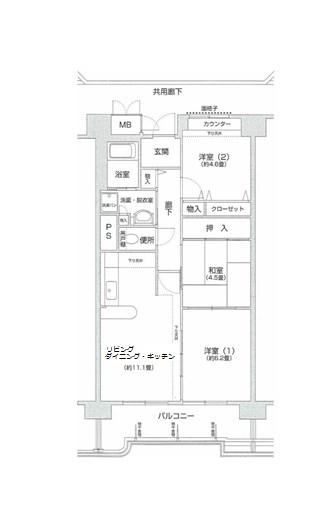 コーシャハイツ高見38(3LDK/2階)の間取り写真