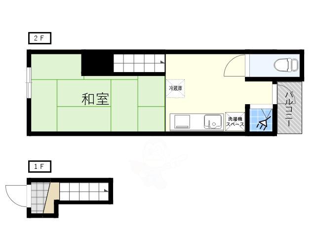 千本北アパート(1DK/2階)の間取り写真