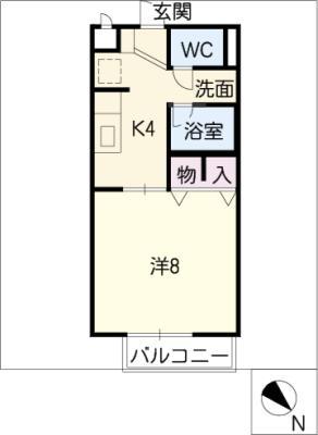 SUN FLOWER 正木 I(1K/2階)の間取り写真