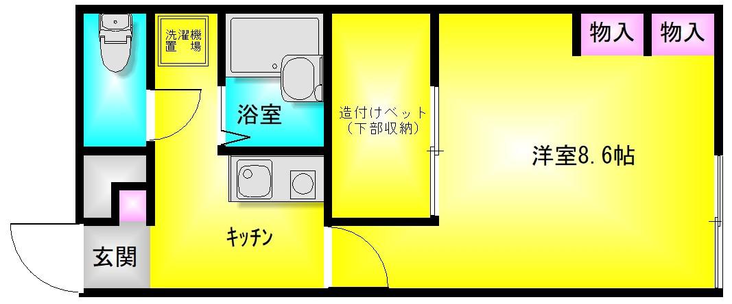 レオパレスさちA(1K/2階)の間取り写真