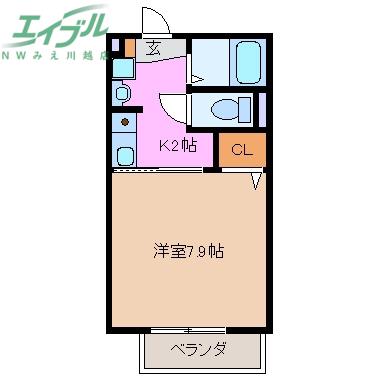 アルモア長島(1K/1階)の間取り写真
