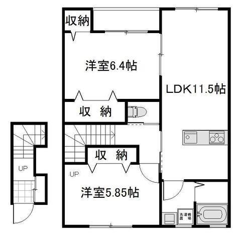 リバーサイド東畦(2LDK/2階)の間取り写真