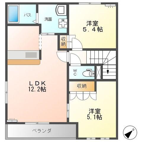SKY LARK(2LDK/2階)の間取り写真