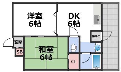 プレアール長居公園II(2DK/1階)の間取り写真