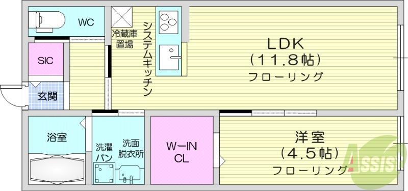 パレスハイム(1LDK/1階)の間取り写真