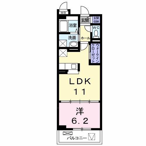 ドリームカミングI(1LDK/1階)の間取り写真
