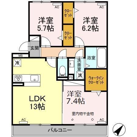 TMSエスト(3LDK/3階)の間取り写真
