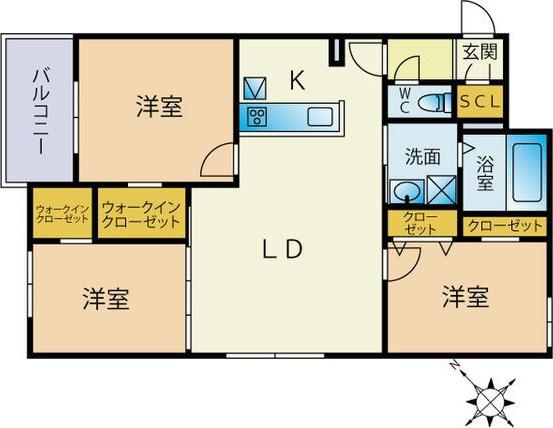 PORTE-BONHEURII(3LDK/4階)の間取り写真