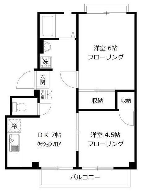 グリーンハイツI(2DK/1階)の間取り写真