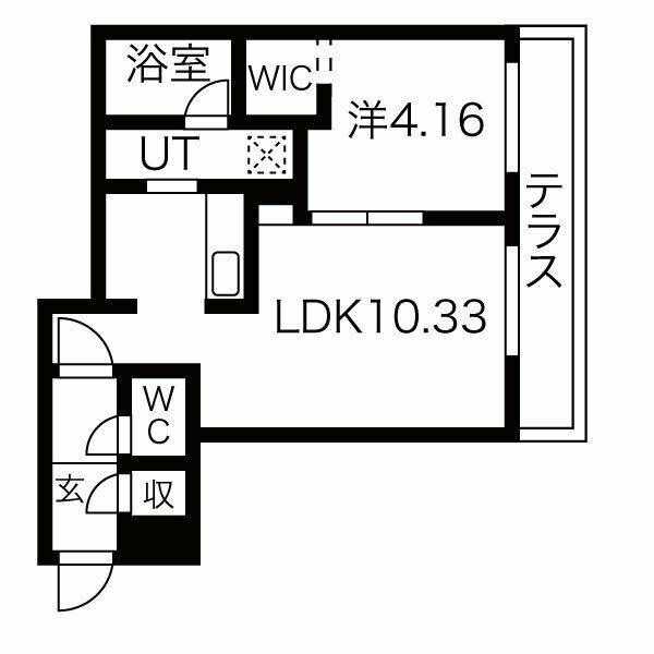 ラ・シュエットノルド(1LDK/1階)の間取り写真
