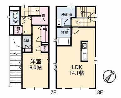 シャーメゾン阿知(1LDK/2階)の間取り写真