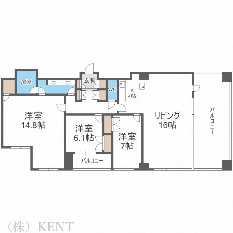 グランカーサ裏参道(3LDK/15階)の間取り写真
