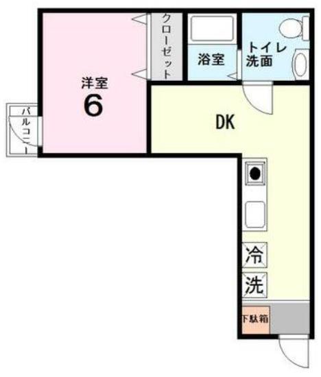 アトラスカーロ弐番館(1DK/2階)の間取り写真