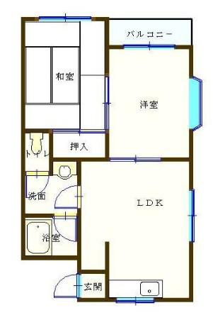 カサコモダ高木(2LDK/3階)の間取り写真