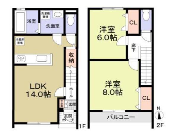 J WING ウエスト(2LDK/1階)の間取り写真