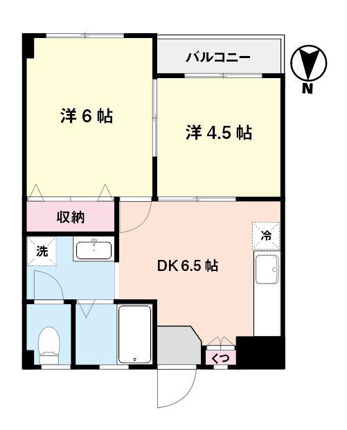 ファミール堀野B(2DK/1階)の間取り写真