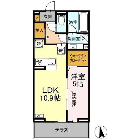 グレイスゲート新八柱(1LDK/1階)の間取り写真