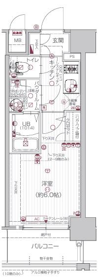 エスリード弁天町ルシェンテ(1K/10階)の間取り写真