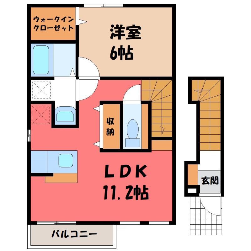 プチレジデンスディーヴァH(1LDK/2階)の間取り写真