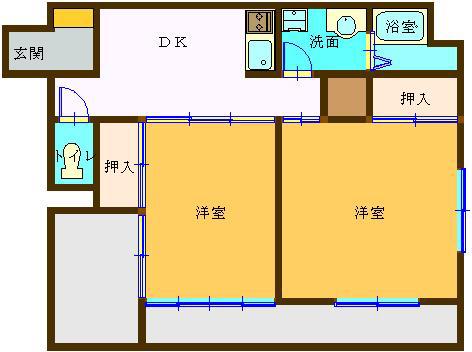 RITZII(2DK/3階)の間取り写真